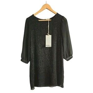 Imperial Dress Black Lace Sheer Sleeves Back Made In Italy Womens Medium NWT